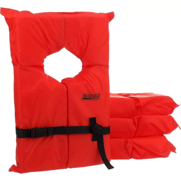 Seachoice Life Vest Type II PFD USCG Approved Orange Adult Boating Safety 4-Pack - Picture 7 of 10